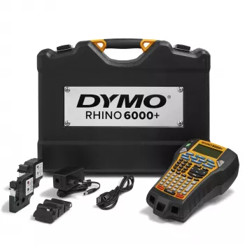 DYMO Rhino 6000+ Pramoninis etikečių spausdintuvas su nešiojimo dėklu, 1 vinilo ir 1 nailono juostele bei įkraunama baterija