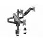 Equip trijų monitorių laikiklis ant stalo 17-27 col., spaustuvinis, 21 kg, VESA 75x75/100x100 mm, aukščio reguliavimas, juodas