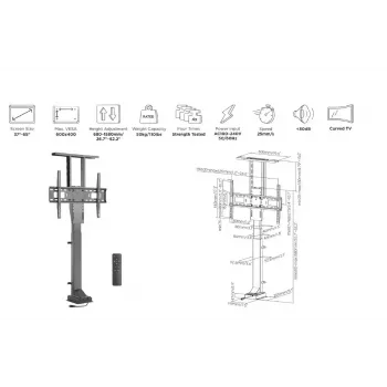 Equip motorizuotas TV stovas su nuotolinio valdymo pultu 37-65 colių