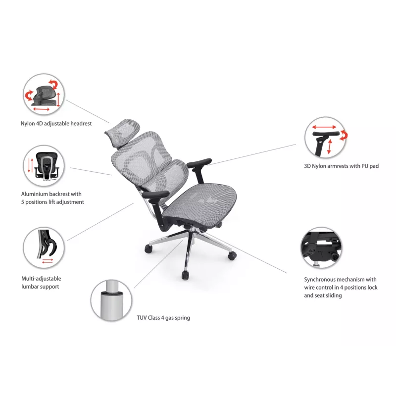 Equip Ergonominė Premium biuro kėdė su galvos atrama ir porankiais, juoda