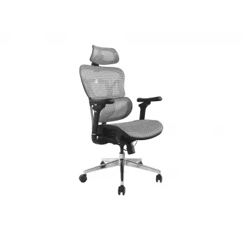 Ergonomiškas biuro kėdė Equip Premium su galvos atrama ir porankiais, pilka