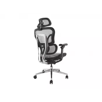 Ergonomiškas biuro kėdė Equip Premium su galvos atrama ir porankiais, pilka