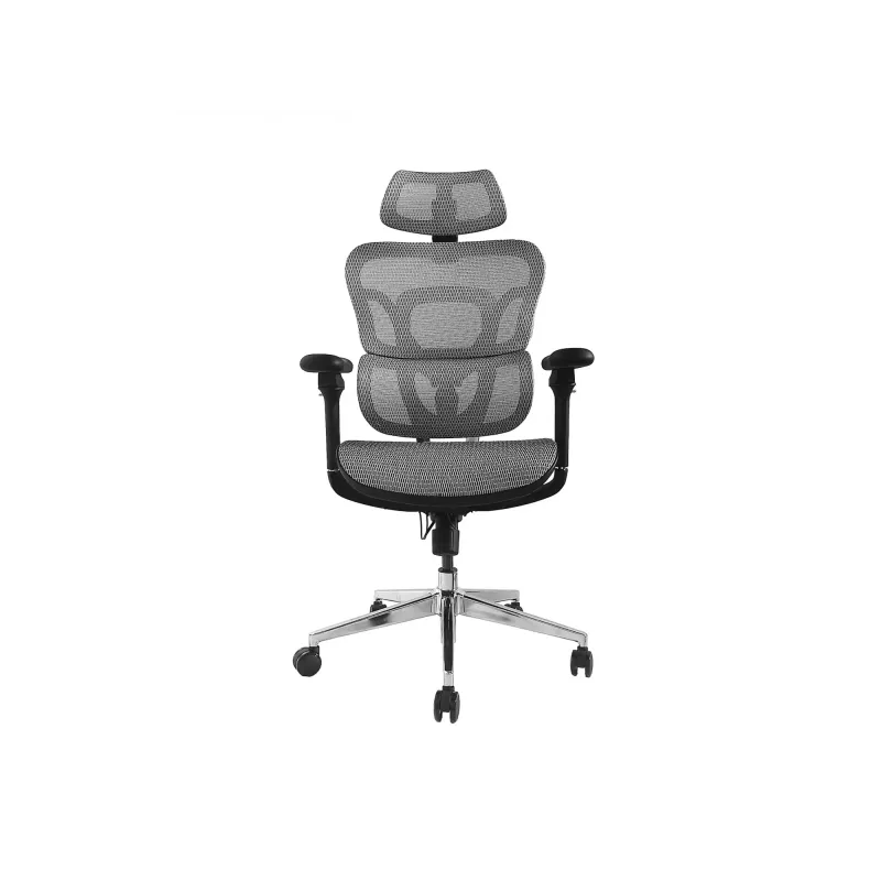 Ergonomiškas biuro kėdė Equip Premium su galvos atrama ir porankiais, pilka