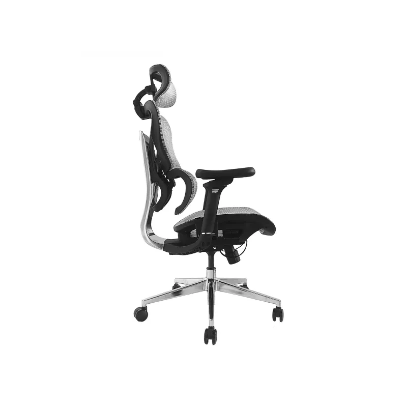 Ergonomiškas biuro kėdė Equip Premium su galvos atrama ir porankiais, pilka