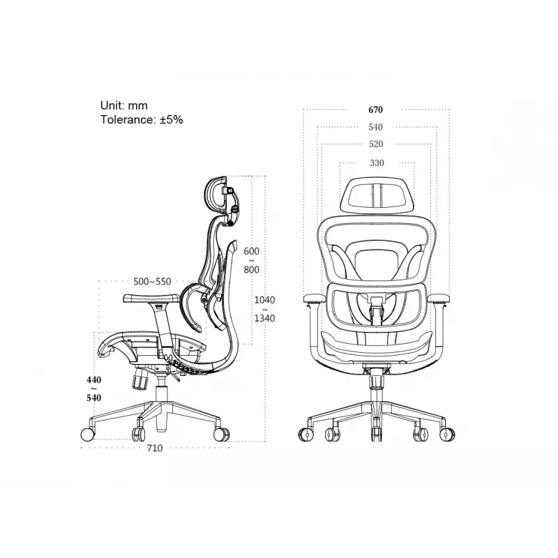 Ergonomiškas biuro kėdė Equip Premium su galvos atrama ir porankiais, pilka