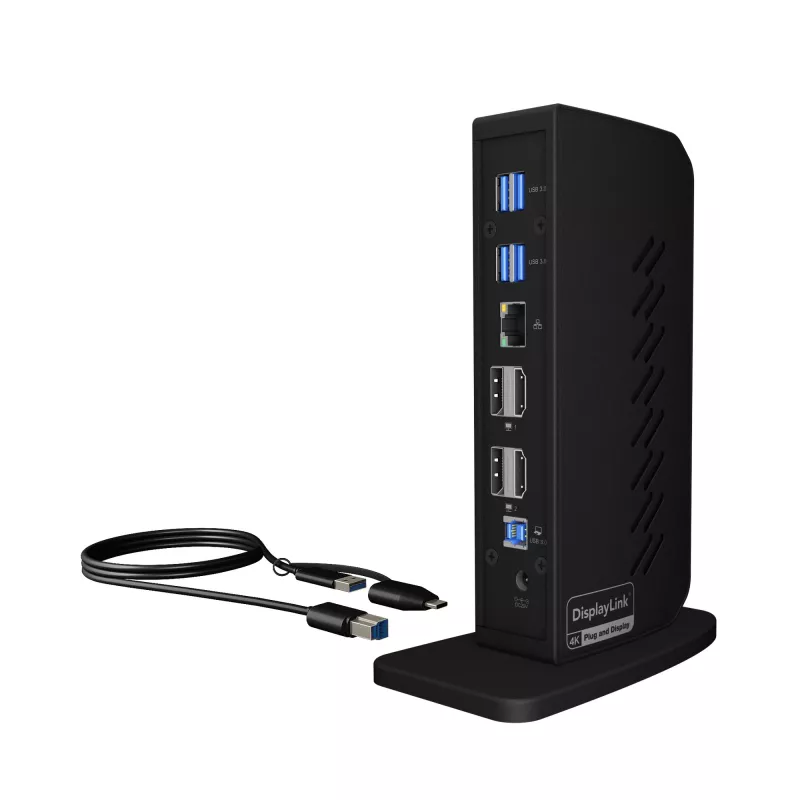 ICY BOX IB-DK2252AC stotelė su USB 3.2 Gen 1 Type-C, juoda