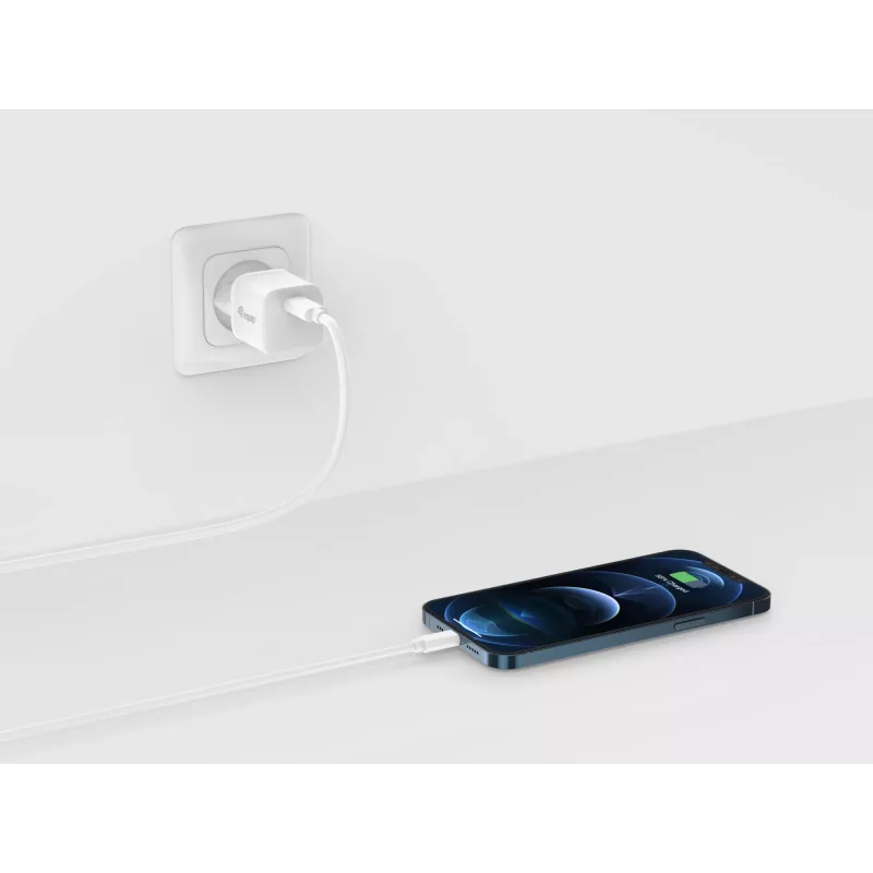 Equip 1 prievado 20W USB-C PD įkroviklis, 25 vnt./pakuotė, vidaus, AC, 12 V, balta