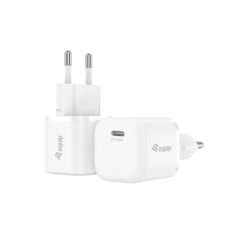 Equip 1 prievado 20W USB-C PD įkroviklis, 25 vnt./pakuotė, vidaus, AC, 12 V, balta
