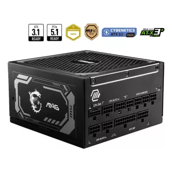 MSI MAG A1000GL PCIE5 maitinimo blokas 1000 W 24-pin ATX ATX Juoda