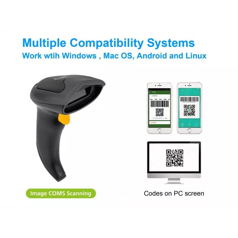 Equip Wireless 2D dviejų režimų brūkšninių kodų skaitytuvas su stovu, 2.4GHz + Bluetooth