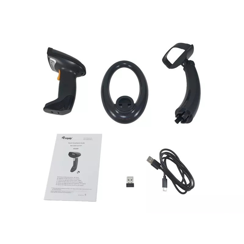 Equip Wireless 2D dviejų režimų brūkšninių kodų skaitytuvas su stovu, 2.4GHz + Bluetooth