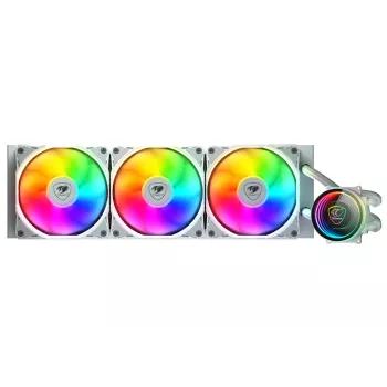 COUGAR vandens aušintuvas CPU, Poseidon Elite 360, ARGB, baltas, viskas viename skystinis aušintuvas, 12 cm, 500 RPM, 2200 RPM