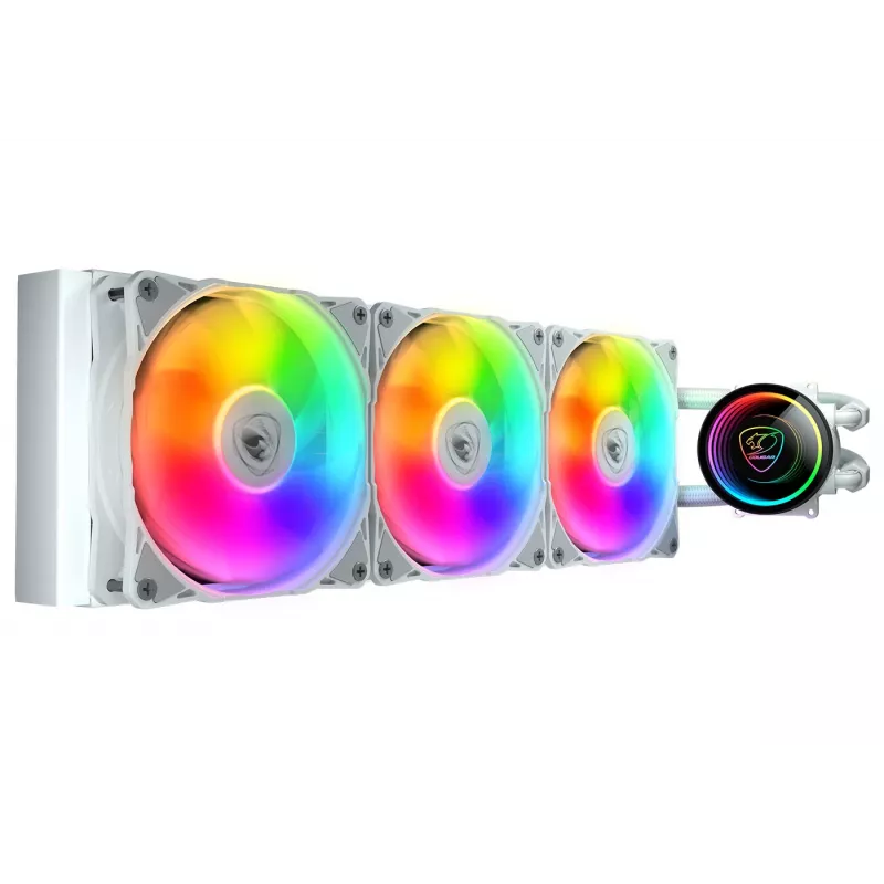 COUGAR vandens aušintuvas CPU, Poseidon Elite 360, ARGB, baltas, viskas viename skystinis aušintuvas, 12 cm, 500 RPM, 2200 RPM