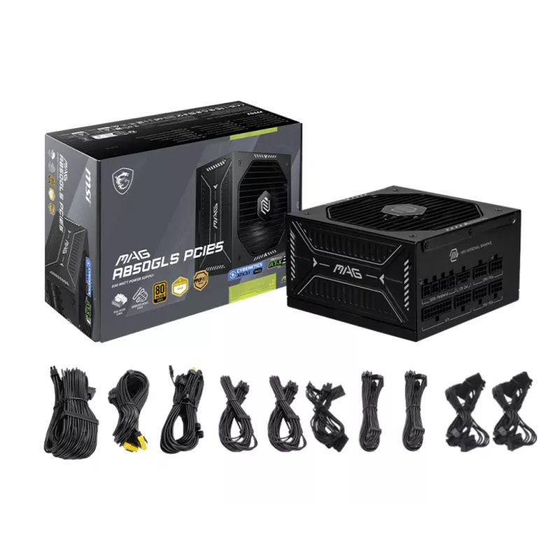 MSI MAG A850GLS PCIE5 maitinimo blokas 850 W 24-pin ATX ATX Juoda