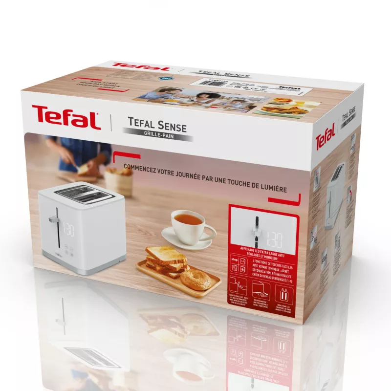 Skrudintuvas Tefal Sense TT6931 – 2 riekėms, 850 W, baltas, 7 skrudinimo lygiai, LED ekranas