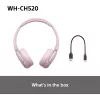 Sony WHCH520P.CE7 belaidės ausinės, rožinės