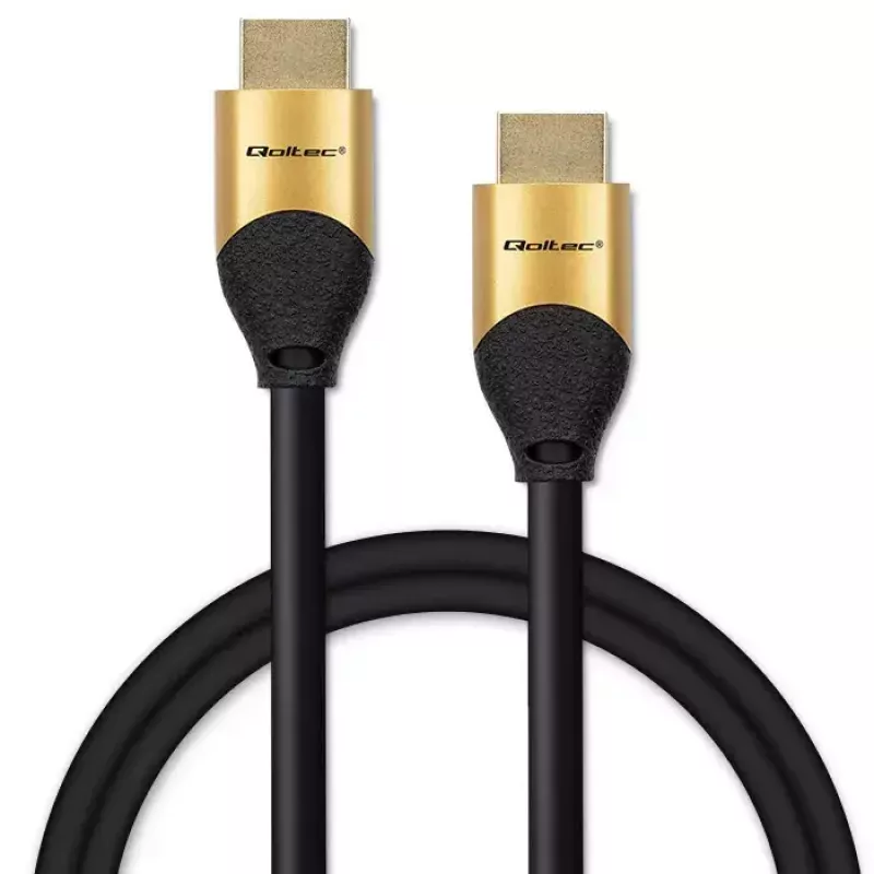 HDMI kabelis QOLTEC 50354 1 m — HDMI A tipo į A, 48 Gbit/s, 7680×4320, 240 Hz, 30AWG, PVC apvalkalas, juodas