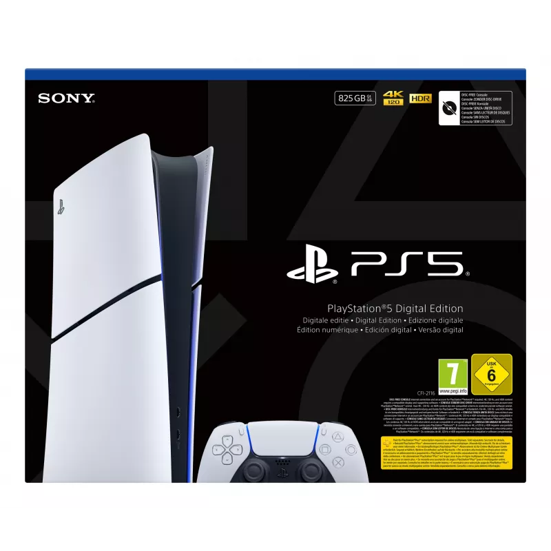 Sony PlayStation 5 Digital E Chassis (Slim) 825 GB Wi-Fi juoda, balta