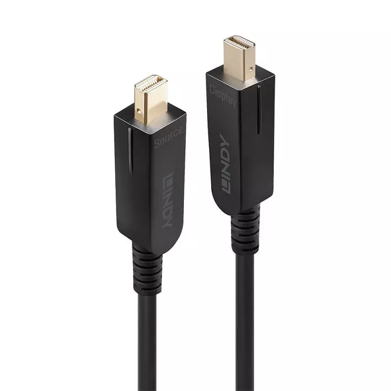 Lindy 10 m hibridinis šviesolaidinis Mini DisplayPort 1.4 laidas su nuimamais DP jungtimis
