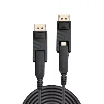 Lindy 50m hibridinis šviesolaidinis Mini DisplayPort 1.4 laidas su nuimamomis DP jungtimis
