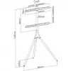 Grindinis trikojis stovas televizoriui Manhattan, 1 ekranas, 37-65 colių, VESA 200x200–600x400 mm, max 32 kg