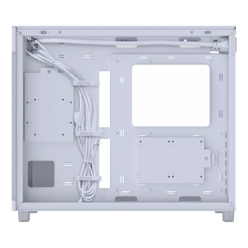 Korpusas ASUS PRIME AP303 TG White – ATX/Micro-ATX/Mini-ITX, grūdintas stiklas, USB-C, 360 mm GPU palaikymas