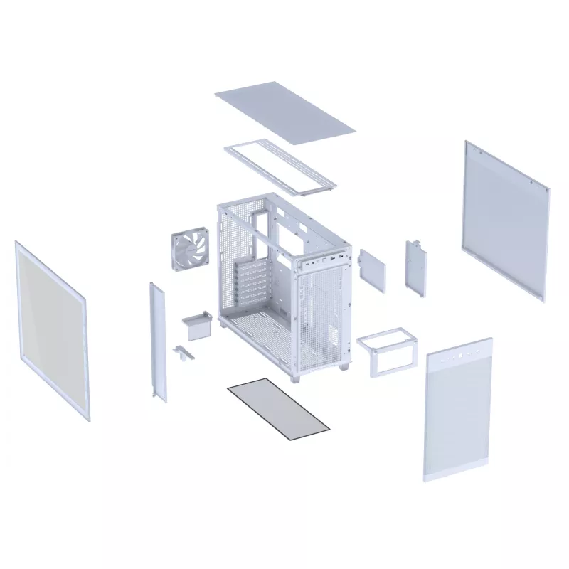 Korpusas ASUS PRIME AP303 TG White – ATX/Micro-ATX/Mini-ITX, grūdintas stiklas, USB-C, 360 mm GPU palaikymas