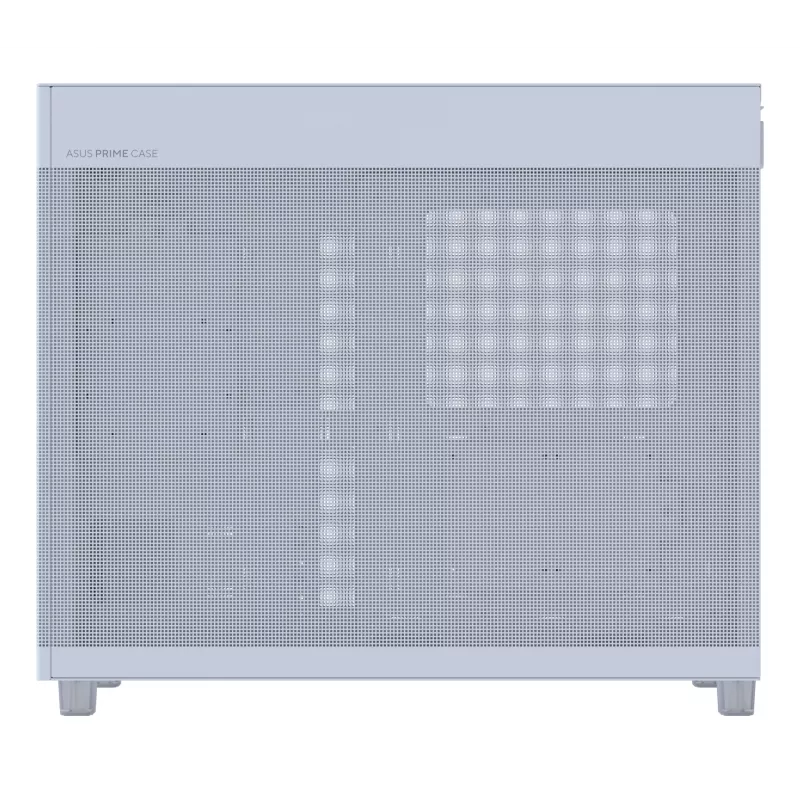 ASUS PRIME AP303 Mesh 90DC00V3-B39000 Midi Tower kompiuterio dėžė, ATX/Micro-ATX, tinklinis skydelis, 2x USB 3.2, be maitinimo bloko, balta