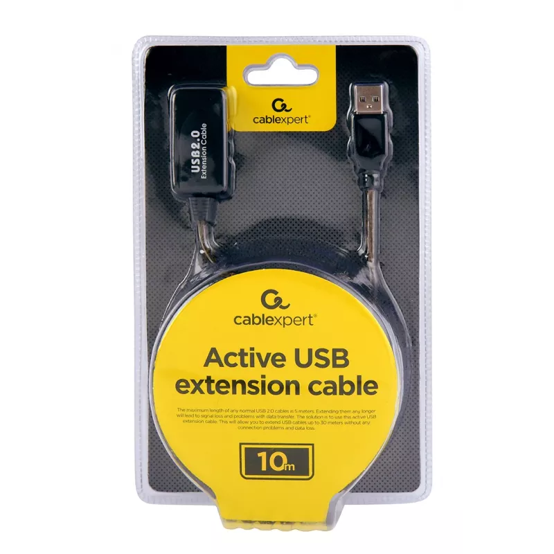 GEMBIRD aktyvus USB 2.0 ilginimo kabelis, 10 m – juodas