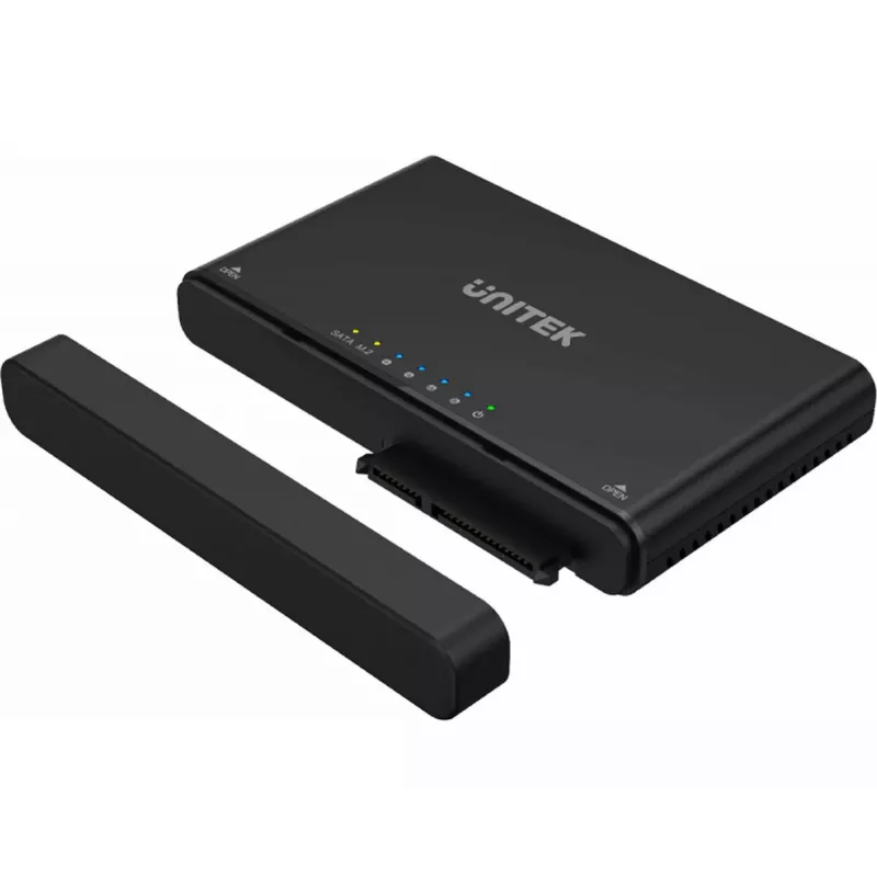 Unitek S1222A USB-C adapteris M.2 NVMe ir SATA 2,5/3,5 colio diskams su autonominiu klonavimu, 10 Gbps, juodas