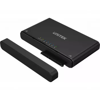 Unitek S1222A USB-C adapteris M.2 NVMe ir SATA 2,5/3,5 colio diskams su autonominiu klonavimu, 10 Gbps, juodas