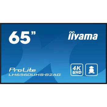 iiyama LH6560UHS-B2AG Skaitmeninis ženklas 163,8 cm (64,5 col.) LED Wi-Fi 500 cd/m² 4K Ultra HD Juodas su Android 11 24/7