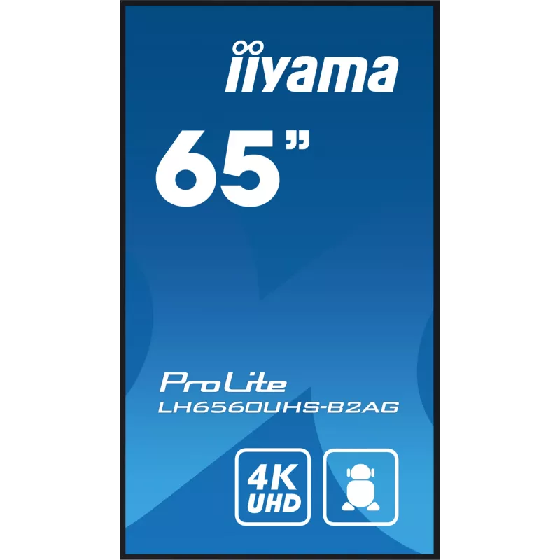 iiyama LH6560UHS-B2AG Skaitmeninis ženklas 163,8 cm (64,5 col.) LED Wi-Fi 500 cd/m² 4K Ultra HD Juodas su Android 11 24/7