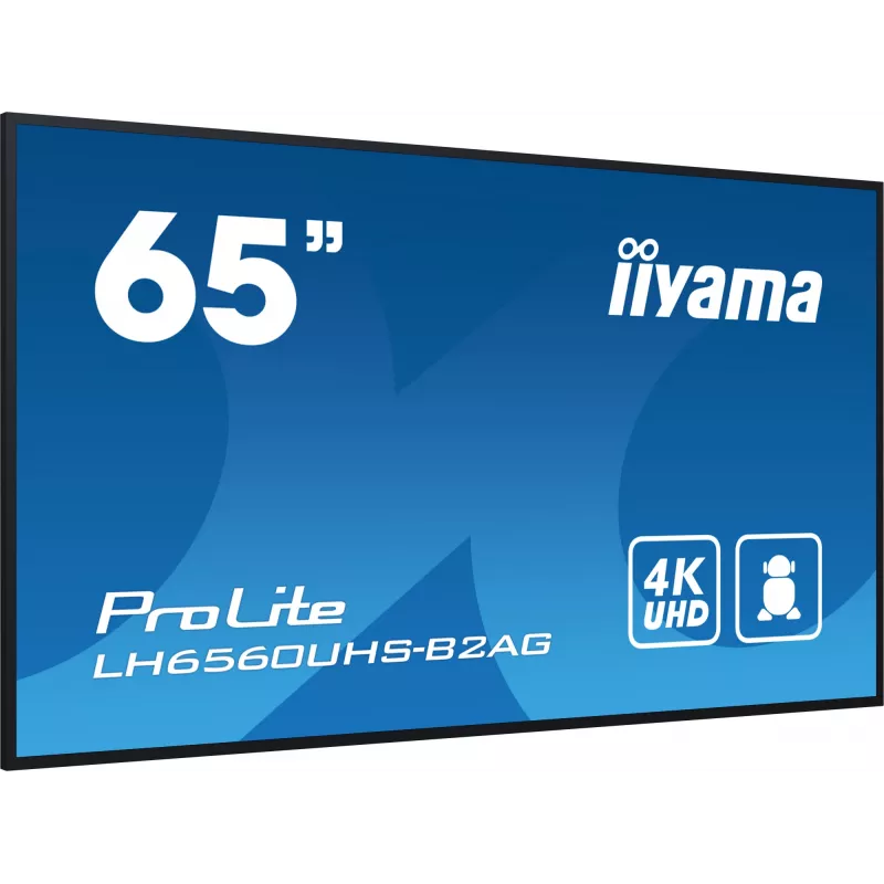 iiyama LH6560UHS-B2AG Skaitmeninis ženklas 163,8 cm (64,5 col.) LED Wi-Fi 500 cd/m² 4K Ultra HD Juodas su Android 11 24/7