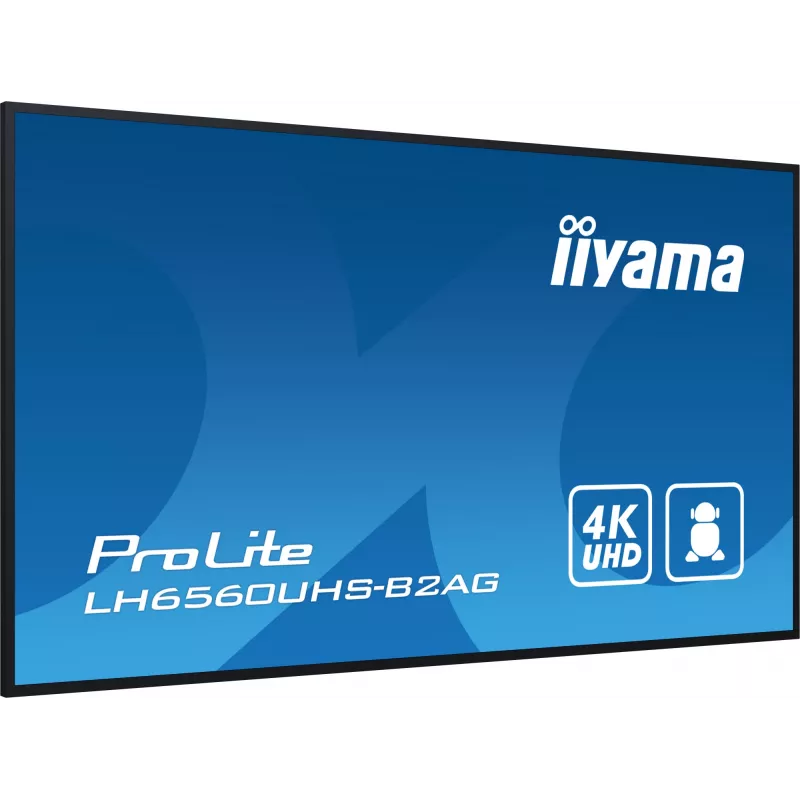 iiyama LH6560UHS-B2AG Skaitmeninis ženklas 163,8 cm (64,5 col.) LED Wi-Fi 500 cd/m² 4K Ultra HD Juodas su Android 11 24/7