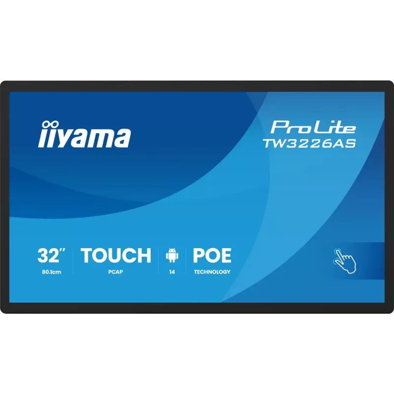 iiyama TW3226AS-B3P Reklaminis ekranas su kiosko dizainu 80 cm (31,5 col.) LED Wi-Fi 430 cd/m² Full HD Juodas Liečiamas ekranas Įmontuotas procesorius Android 24/7