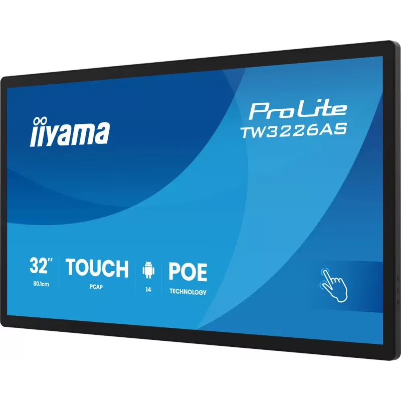 iiyama TW3226AS-B3P Reklaminis ekranas su kiosko dizainu 80 cm (31,5 col.) LED Wi-Fi 430 cd/m² Full HD Juodas Liečiamas ekranas Įmontuotas procesorius Android 24/7