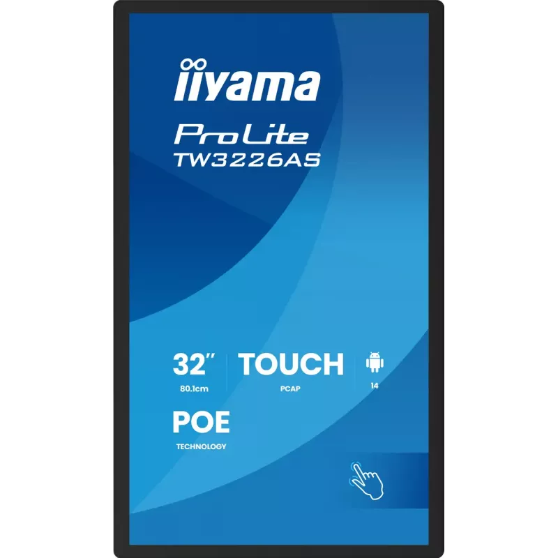 iiyama TW3226AS-B3P Reklaminis ekranas su kiosko dizainu 80 cm (31,5 col.) LED Wi-Fi 430 cd/m² Full HD Juodas Liečiamas ekranas Įmontuotas procesorius Android 24/7
