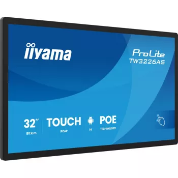 iiyama TW3226AS-B3P Reklaminis ekranas su kiosko dizainu 80 cm (31,5 col.) LED Wi-Fi 430 cd/m² Full HD Juodas Liečiamas ekranas Įmontuotas procesorius Android 24/7