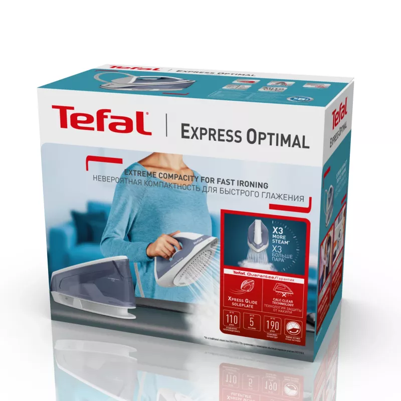 Lyginimo lygintuvas Tefal Express Optimal SV4110 2200 W 1.2 L Keraminis padas Express Glide Mėlyna, Balta