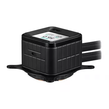 Skysčio aušintuvas ASUS Prime LC 360 ARGB LCD — 360 mm radiatorius, 3x 120 mm ventiliatoriai, LCD, PWM, juodas