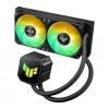 Skysčio aušintuvas ASUS TUF GAMING LC III 240 ARGB — 240 mm radiatorius, 2 x 120 mm ARGB ventiliatoriai, Socket AM5 palaikymas, Juoda