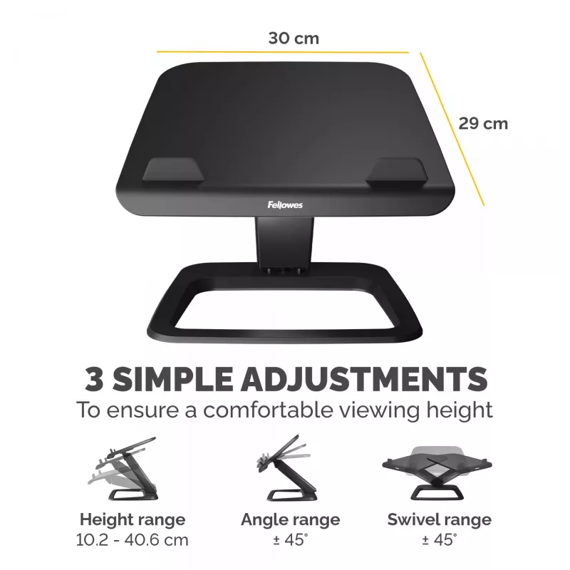 Fellowes Hana LT reguliuojamas stovas nešiojamam kompiuteriui, iki 19 colių, 4,5 kg, juodas