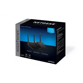 NETGEAR Nighthawk AX/5-Stream AX2400 WiFi 6 maršrutizatorius (RAX30) Gigabit Ethernet Dviejų juostų (2,4 GHz / 5 GHz) Juodas