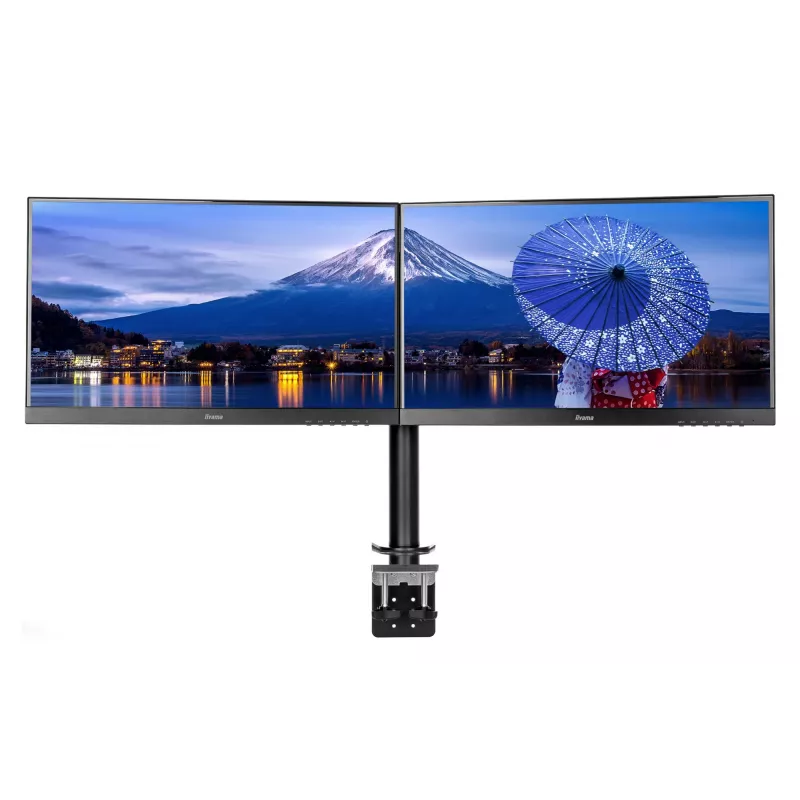 iiyama DS1002C-B1 laikiklis dviem monitoriams iki 30 colių, stalo spaustuvas, juodas