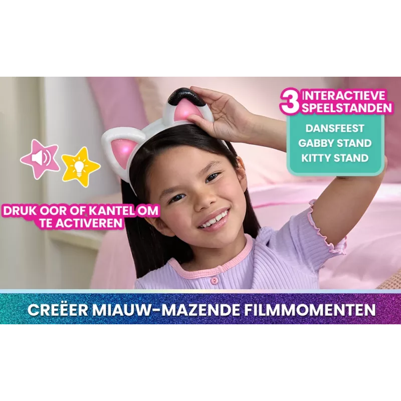 Gabby's Dollhouse: Filmas, Meow-mazing interaktyvios ausys, galvos juosta su šviesomis, garsais ir 3 žaidimo režimais, žaislai vaikams nuo 3 metų