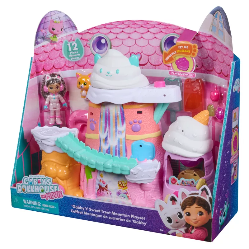 Žaidimų rinkinys Spin Master Gabby's Dollhouse: The Movie – Gabby's Saldumynų kalnas, 12 dalių su figūrėlėmis ir aksesuarais, nuo 3 metų