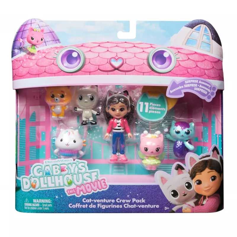 Gabby's Dollhouse DREAMWORKS Filmas „Cat-venture Crew“ rinkinys, 11 figūrėlių su aksesuarais, žaislai vaikams nuo 3 metų