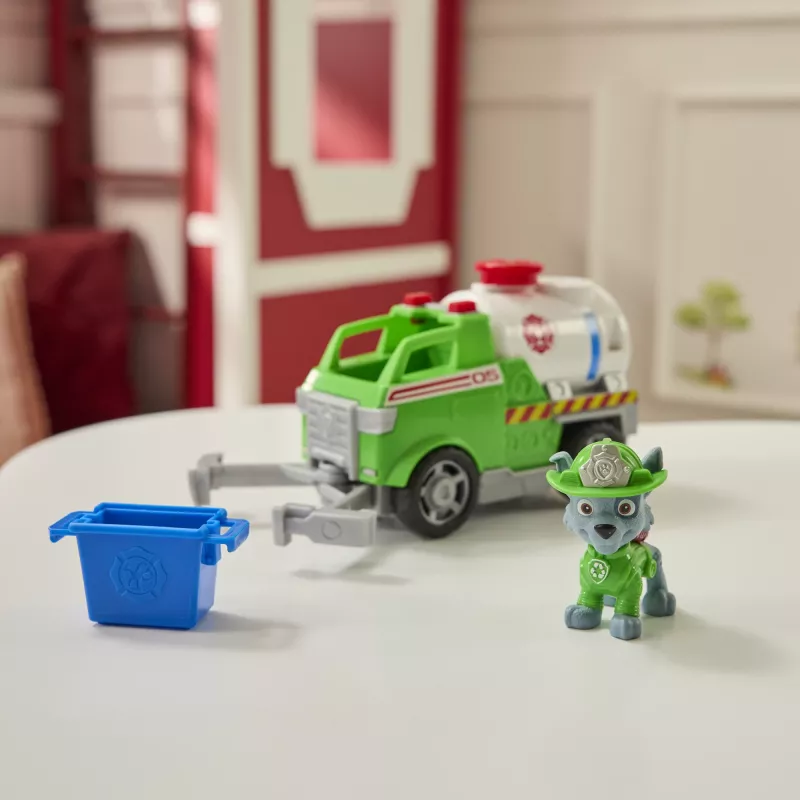 PAW Patrol Rocky Rescue Fire Tanker gelbėjimo sunkvežimis su figūrėle ir griebtuvu