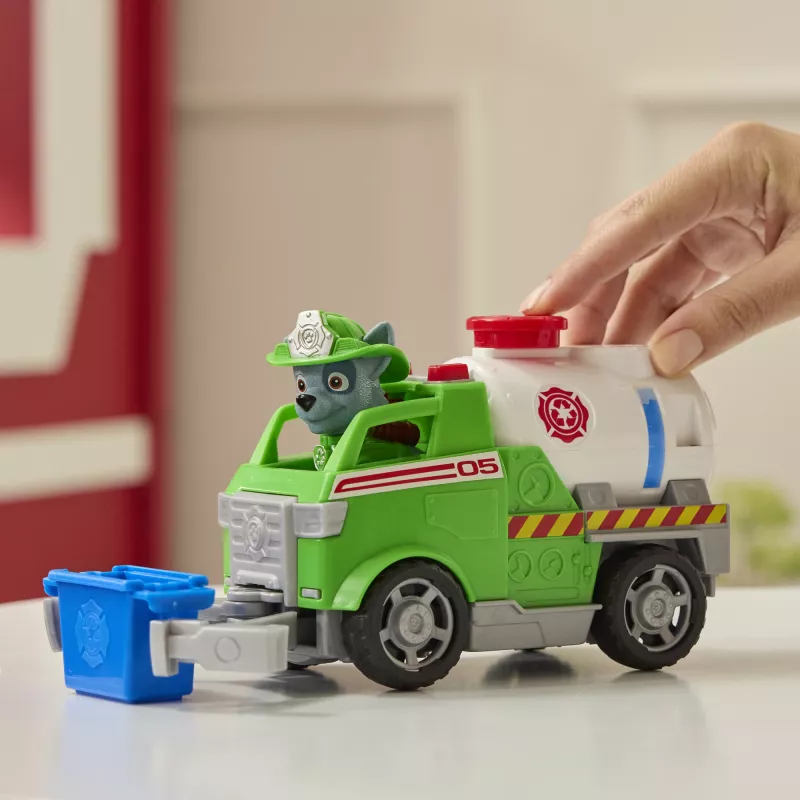 PAW Patrol Rocky Rescue Fire Tanker gelbėjimo sunkvežimis su figūrėle ir griebtuvu